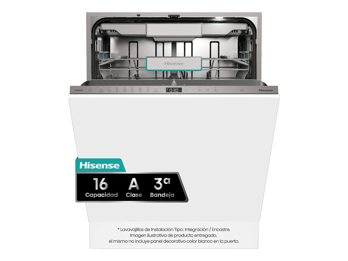 Hisense - HV673A65 – Lavavajillas 60Cm de Encastre, Clase A, Capacidad 16 servicios, , 